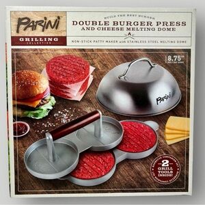 Parini Double Non-Stick Burger Press & Cheese Melting Dome 8.75"!
